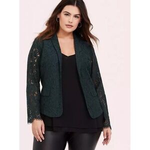 Torrid Fairy Forest‎ Green Lace Boho Whimsigoth Jacket Blazer 0 12 L EUC